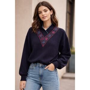 Vintage Blast Embroidered Sweatshirt Womens Large Black Pullover